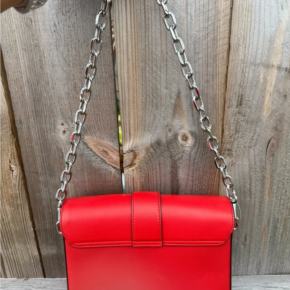 Michael Kors Red Crossbody Bag with Chain Straps - Picture 3 of 5